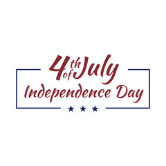 July 4th independence day hand lettering. Handwritten inscription fourth of july independence day for greeting card. Happy Independence Day calligraphy. White background. Vector illustration