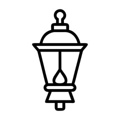 Vintage lantern design outlined in black  