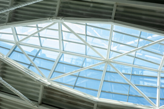 Metal and glass big roof construction