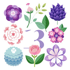 Floral Arrangement with Number Three in Pastel Colors