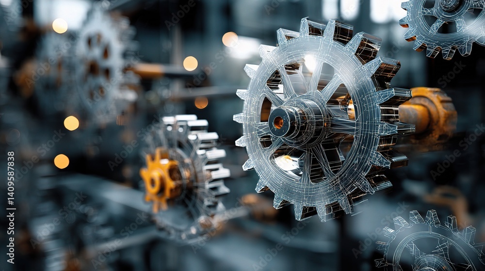 Poster transparent gear overlays in vertical format for dynamic visuals