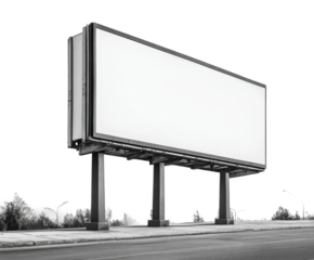 Blank billboard advertising space urban environment landscape view. Isolated on transparent background, png.