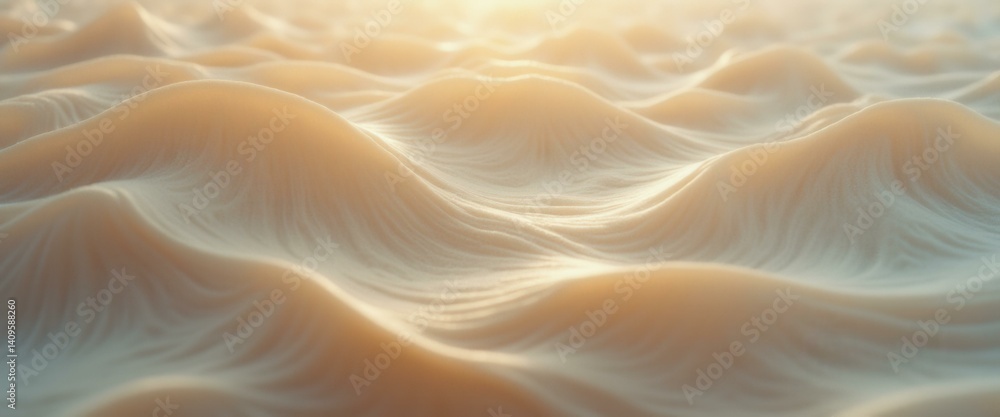 Poster Abstract undulating landscape with smooth, soft shapes and a subtle peach color gradient creating a serene and calming visual texture