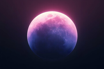 Obraz premium Pink hue illuminates a full moon in the night sky.