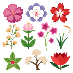 Assorted Floral Vector Elements for Decorative Design Projects