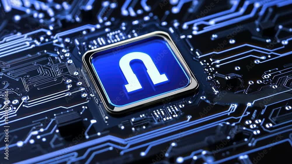 Poster Close-up of a computer chip with a logo.