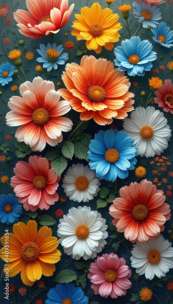 Poster a vibrant tapestry of blossoms fills the frame with a colorful and artistic floral display