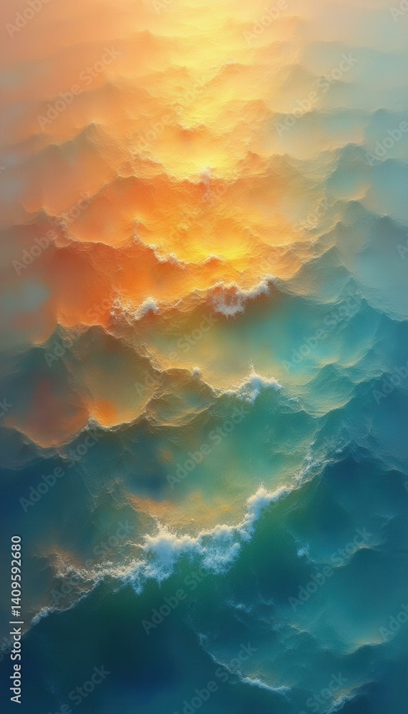 Aufkleber a mesmerizing gradient canvas of colors: abstract sea wave art