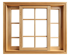 wooden window frame isolated on white background PNG,AI GENERATED