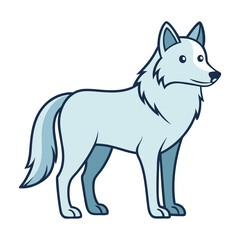 Arctic Wolf Standing Proudly in a Blue and White Illustration