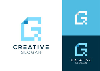 Fototapeta premium Letter G with paper or digital note design logo for online assessment or note