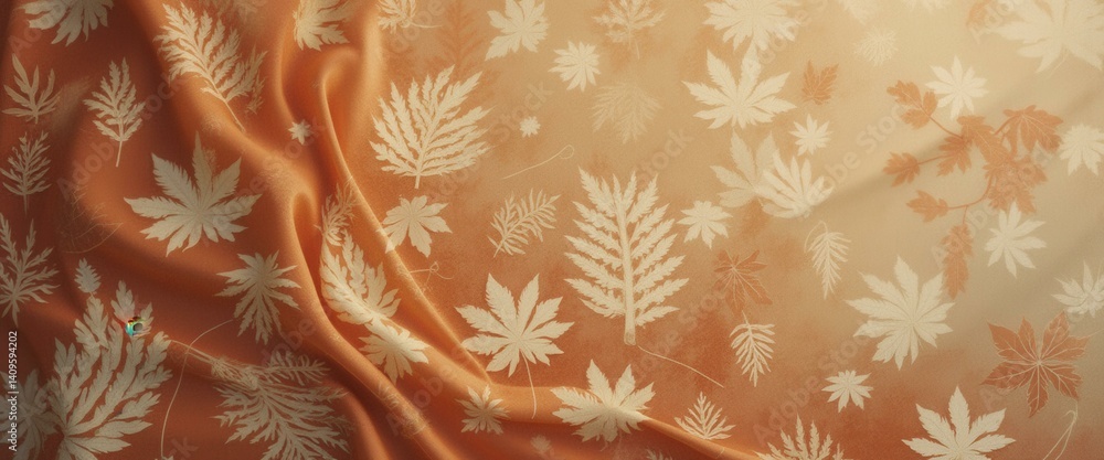Poster sumptuous fabric draped with an elegant botanical print for fashion and design