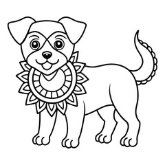 Cute Dog with Mandala Pattern Design, Vector Illustration.