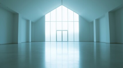 "Modern Office Interior with Soft Lighting and Open Space"