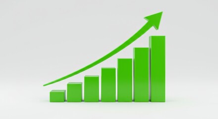 Green Three Dimensional Bar Graph Displaying Positive Trend On A White Background
