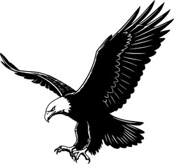 Obraz premium Bald eagle silhouette. Vector illustration. Representing freedom and success