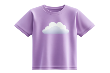Adorable lavender kids tee featuring a whimsical cloud design perfect for on transparent background