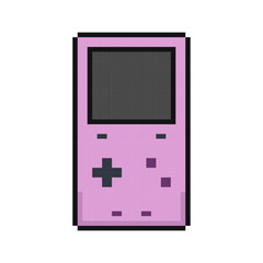 Pixel art handheld video game console, pixel retro portable console, 8 bit classic console.