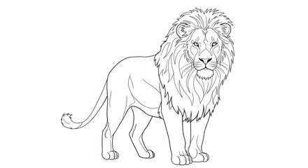 Obraz premium Majestic Wild Cat Line Drawing Black and White Wildlife Illustration