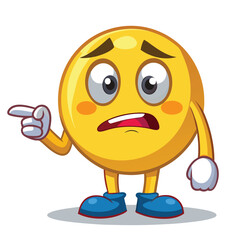 Confused and pointing yellow emoji character