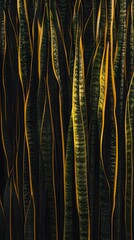 Dark Green and Gold Snake Plant Leaves Texture Background