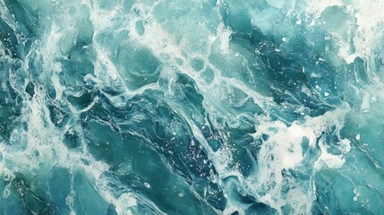 Fototapeta premium Azure waves, a turbulent sea surface.