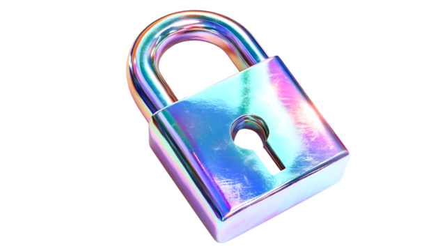 Iridescent Padlock Secure Digital Privacy Safeguarding Data Protection