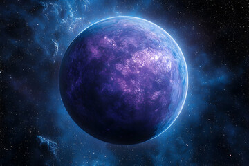 Fototapeta premium A vibrant, purple-toned exoplanet in deep space.