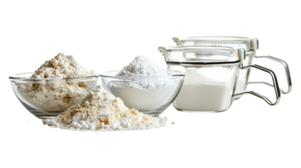 Baking Supplies A Set of Glass Measuring Cups Filled with Flour Ideal for Cooking and Baking Tutorials Recipe Blogs and Culinary Websites