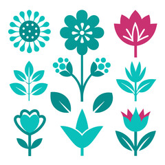 Colorful Geometric Floral Pattern Illustration on White Background