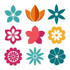 Colorful Flower Icon Set - Spring and Summer Theme