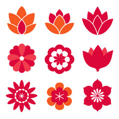 Assorted Flower Icons: Vector Flowers and Floral Designs