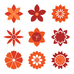 Variety of Orange and Red Floral Vector Designs