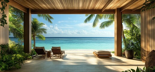 Tropical Beachfront Patio with Ocean View