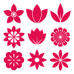 Minimalist Pink Flower Icons Collection for Graphic Design
