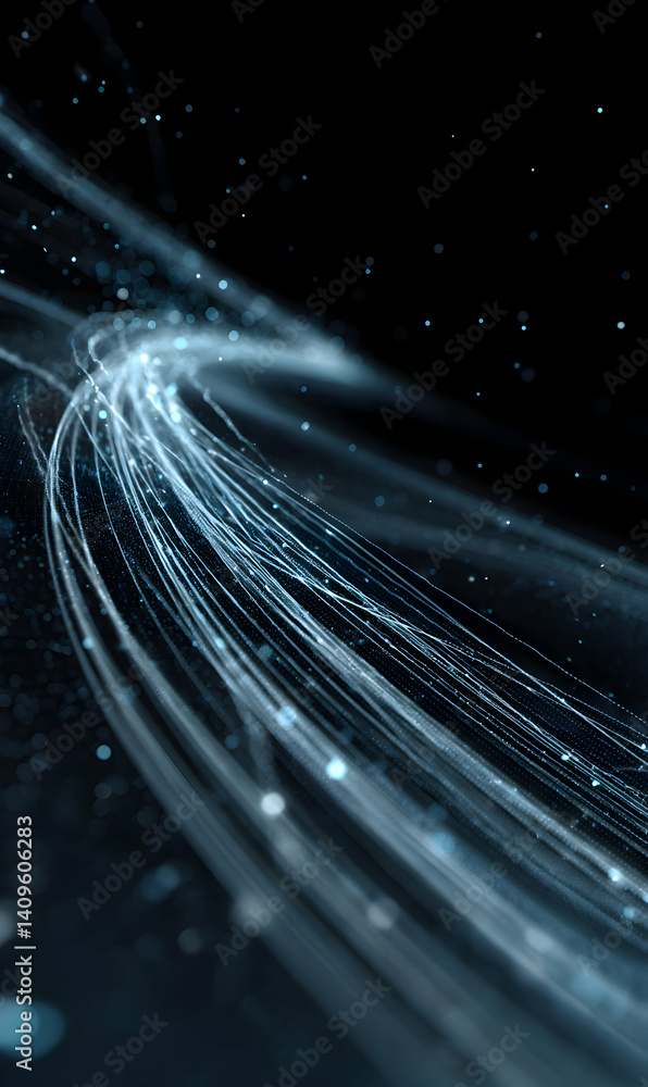Poster Ephemeral light streams across the cosmos illuminated by tiny glowing particles