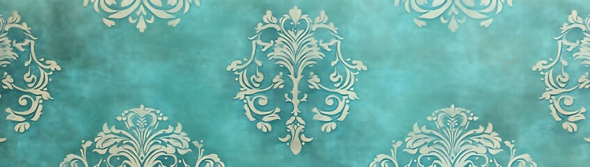 A seamless pattern with elegant teal damask, its intricate designs and soft textures