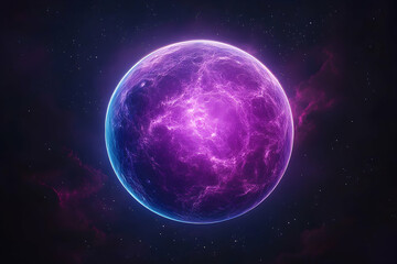 Fototapeta premium A vibrant, glowing purple planet in deep space.