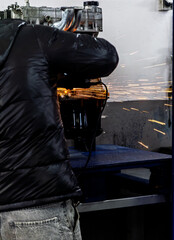 welder working on the factory