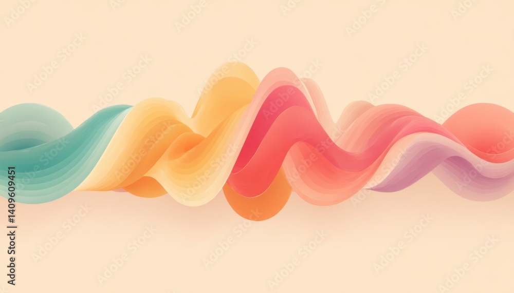 Fototapete colorful wave patterns create a dynamic and abstract visual effect against a soft background.