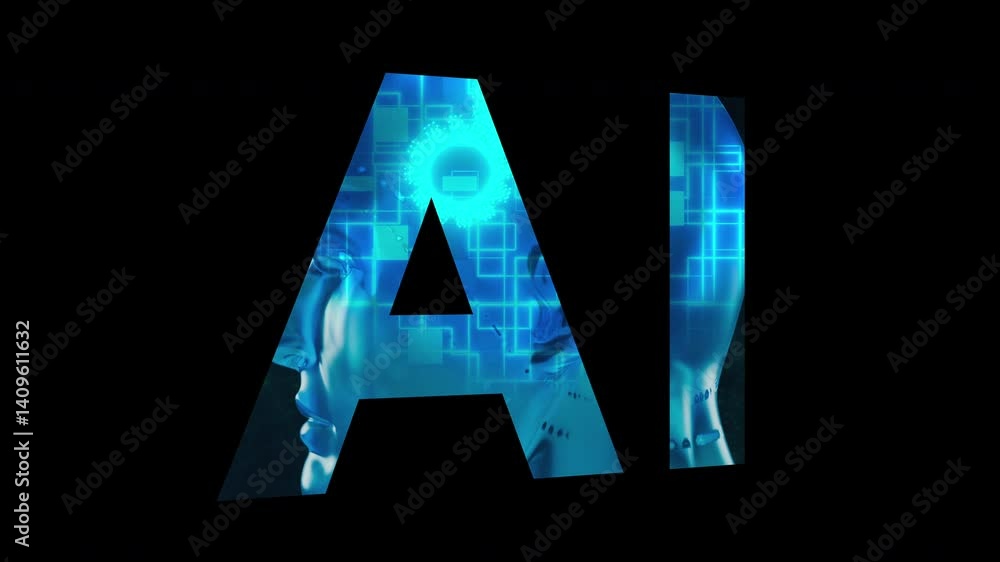 Poster digital word ai. computer generated 3d render