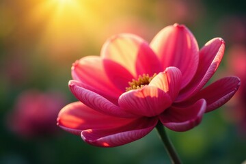 Fototapeta premium Vibrant petals unfurl in sunlight, flowers, illustration