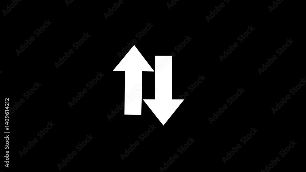Poster download and upload icon. double arrow animation, 4k silhouette up down arrows animation on the whit