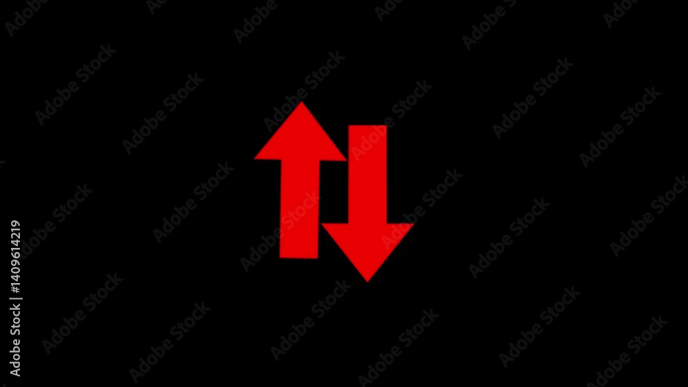Poster download and upload icon. double arrow animation, 4k silhouette up down arrows animation on the whit