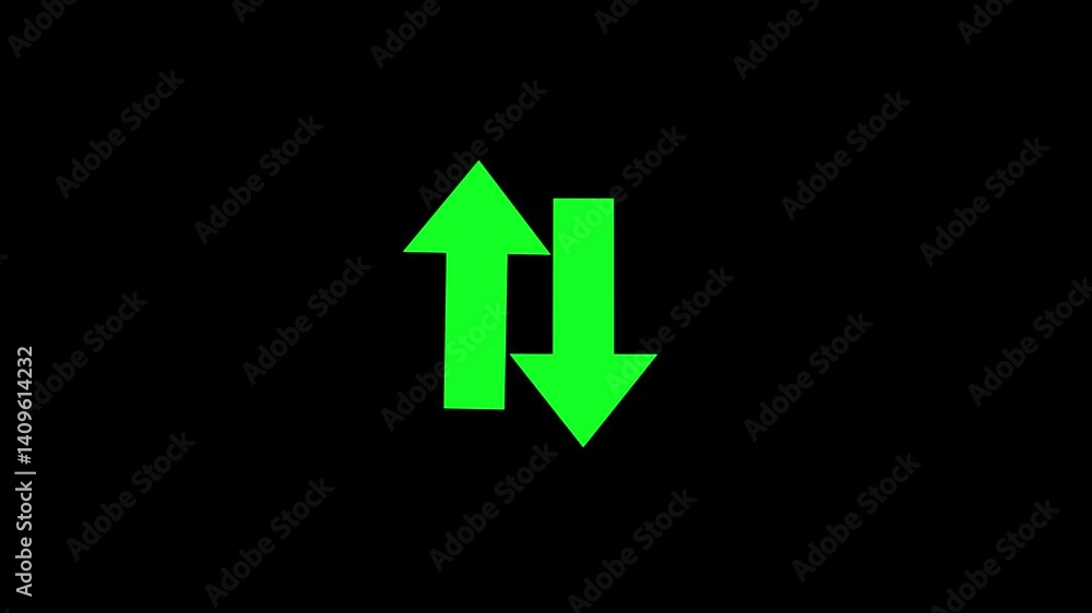 Poster download and upload icon. double arrow animation, 4k silhouette up down arrows animation on the whit