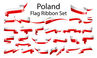Poland ribbon flag set