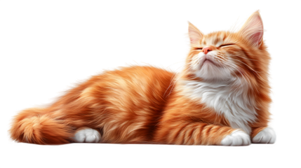 Norwegian forest cat sitting isolated on white background, HD and realistic