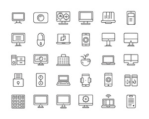 Simple Computer Outline Icons