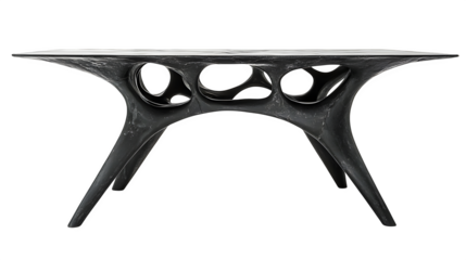 Metal table with modern legs isolated on white background