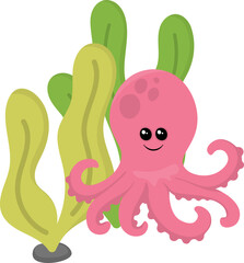 Octopus ocean day illustration. Marine life, sea animal vector isolated